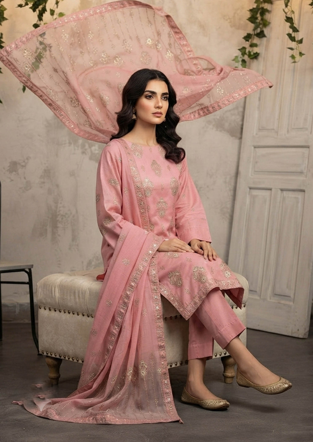 Ayla Zahra Anii Blush Pink Karandi '26 - view 3