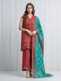 Edenrobe Allure Lawn 17 - Red Teal three-piece unstitched printed lawn suit by Edenrobe