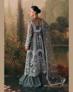 La Fushia Crescent Silver Sage formal embroidered design - view 2