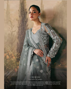 La Fushia Crescent Silver Sage formal embroidered design - view 3