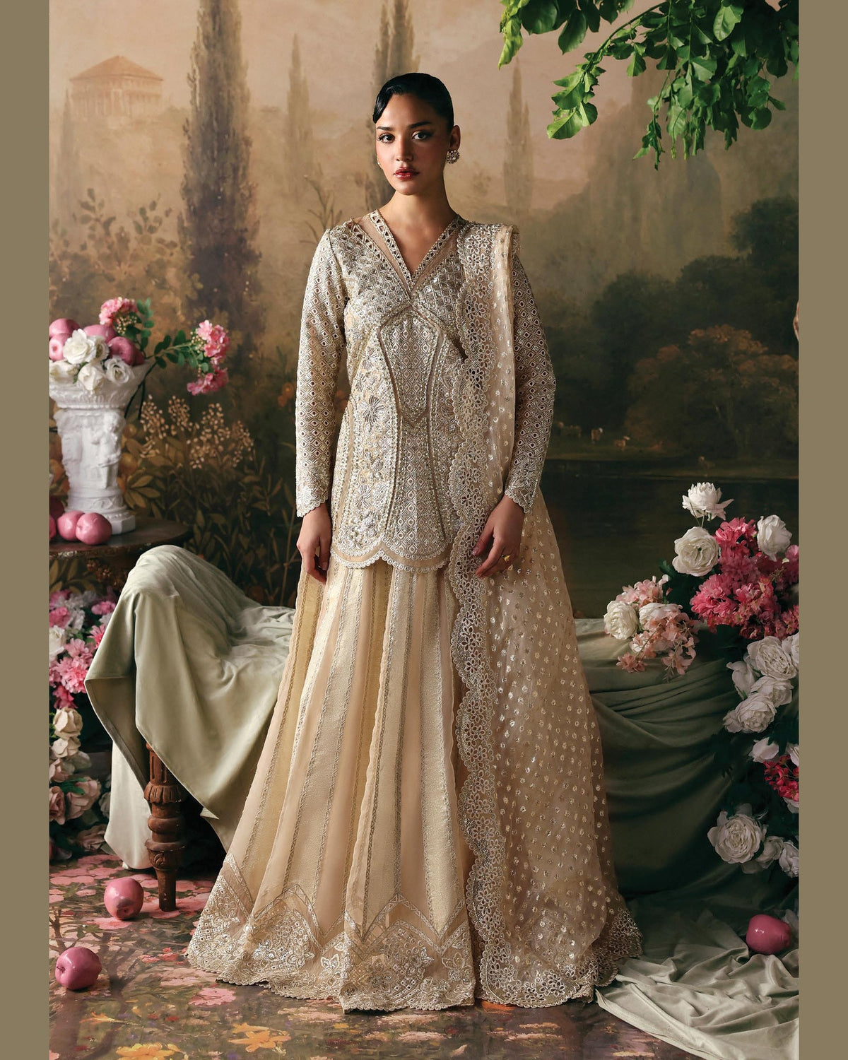 La Fushia Emperor Ivory formal embroidered design - view 1
