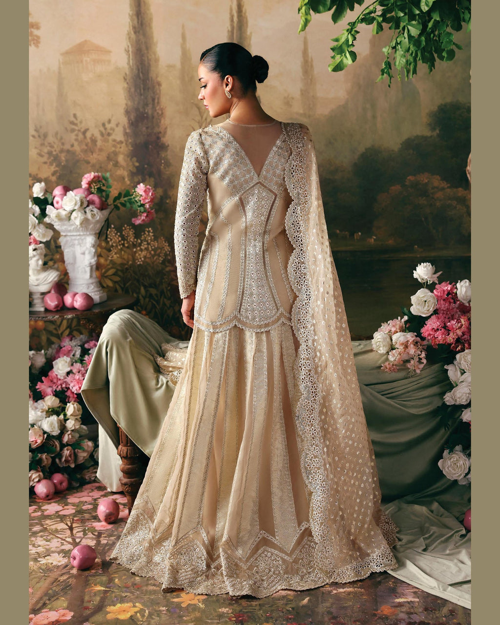 La Fushia Emperor Ivory formal embroidered design - view 2