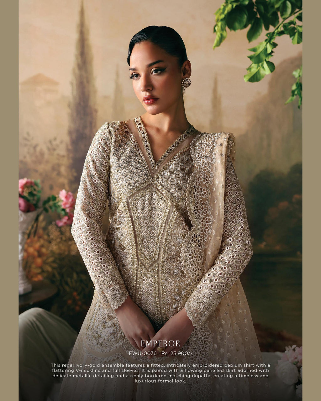 La Fushia Emperor Ivory formal embroidered design - view 3