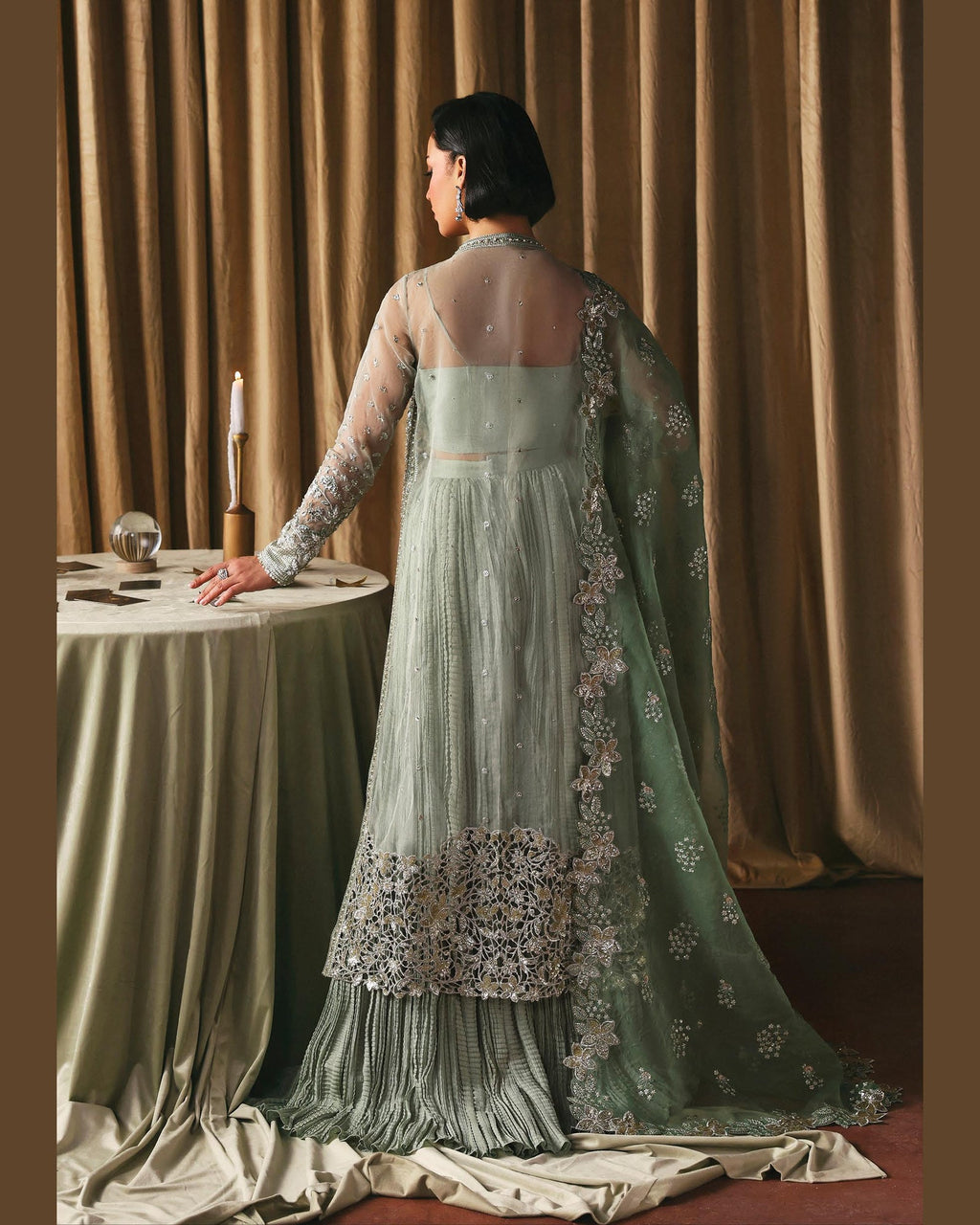 La Fushia Fortune Teller Mint Silver formal embroidered design - view 2