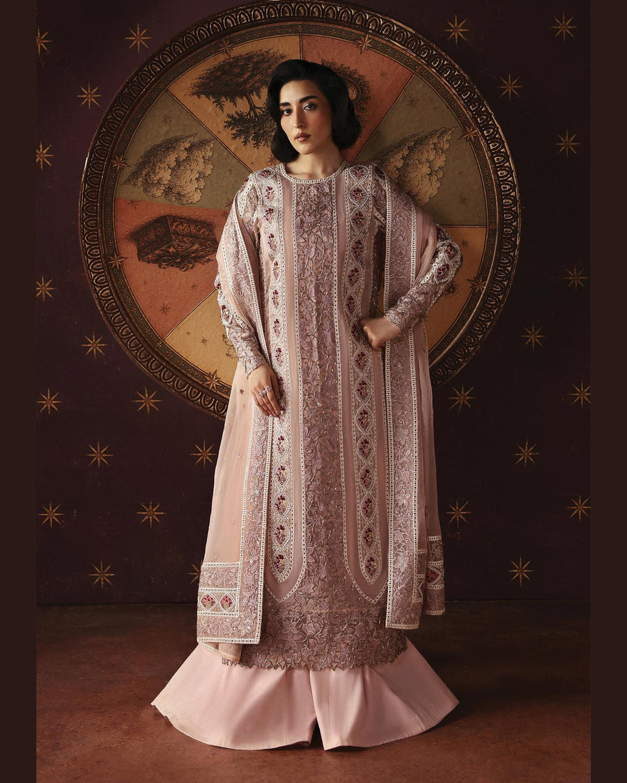 La Fushia Hermit Blush Pink formal embroidered design - view 1