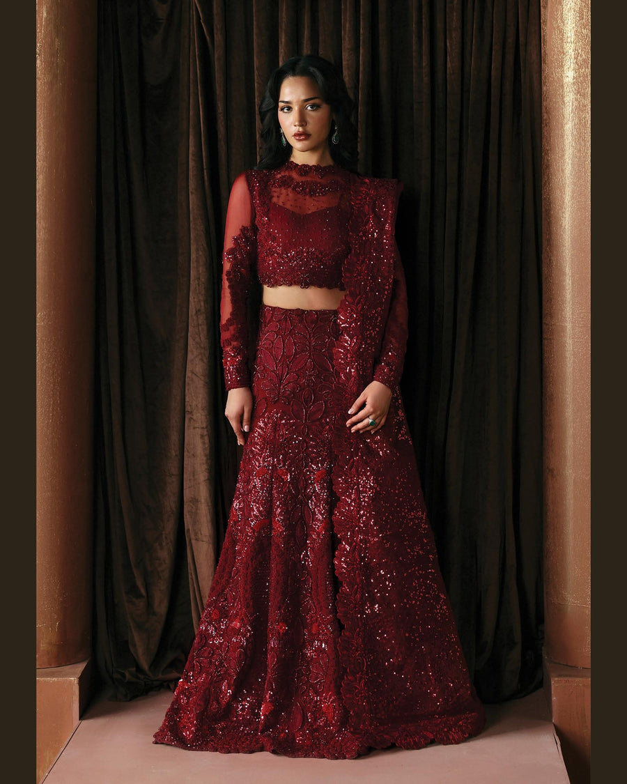 La Fushia Lover Crimson formal embroidered design - view 1