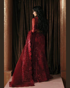 La Fushia Lover Crimson formal embroidered design - view 2