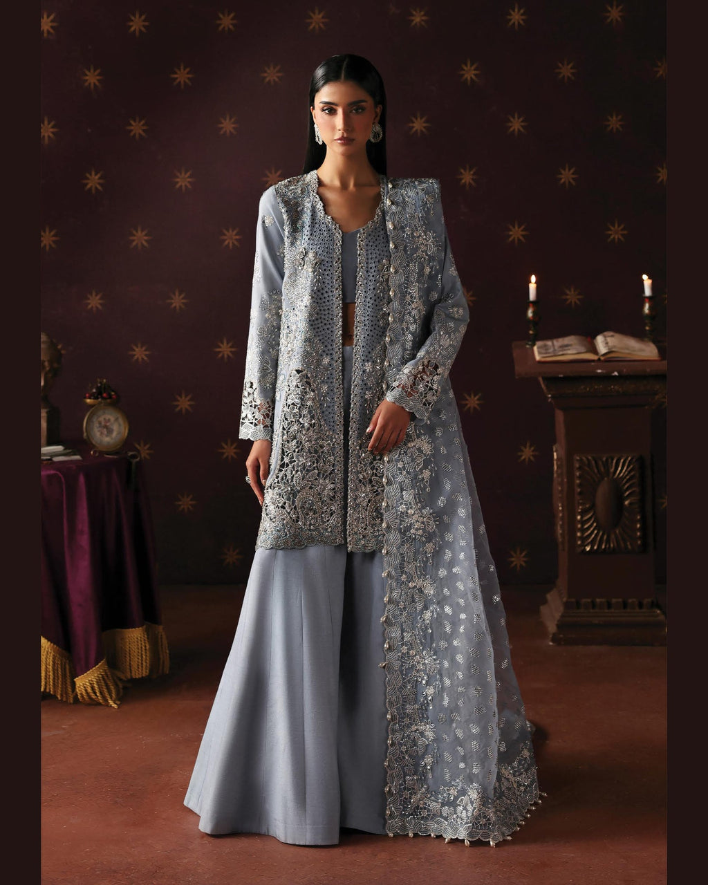 La Fushia Magician Powder Blue formal embroidered design - view 1