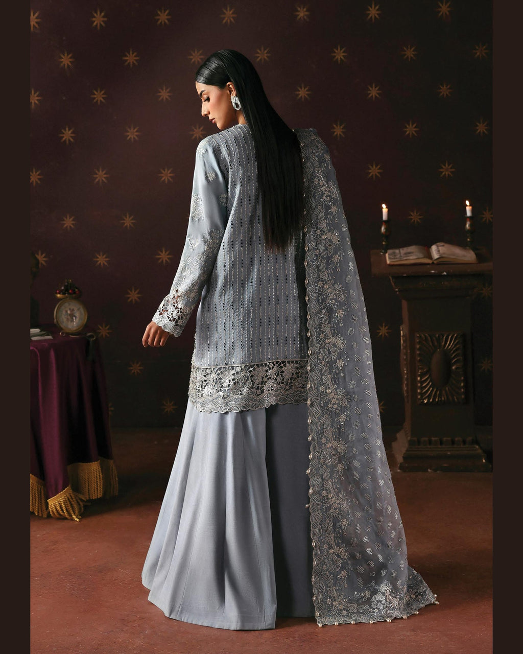 La Fushia Magician Powder Blue formal embroidered design - view 2