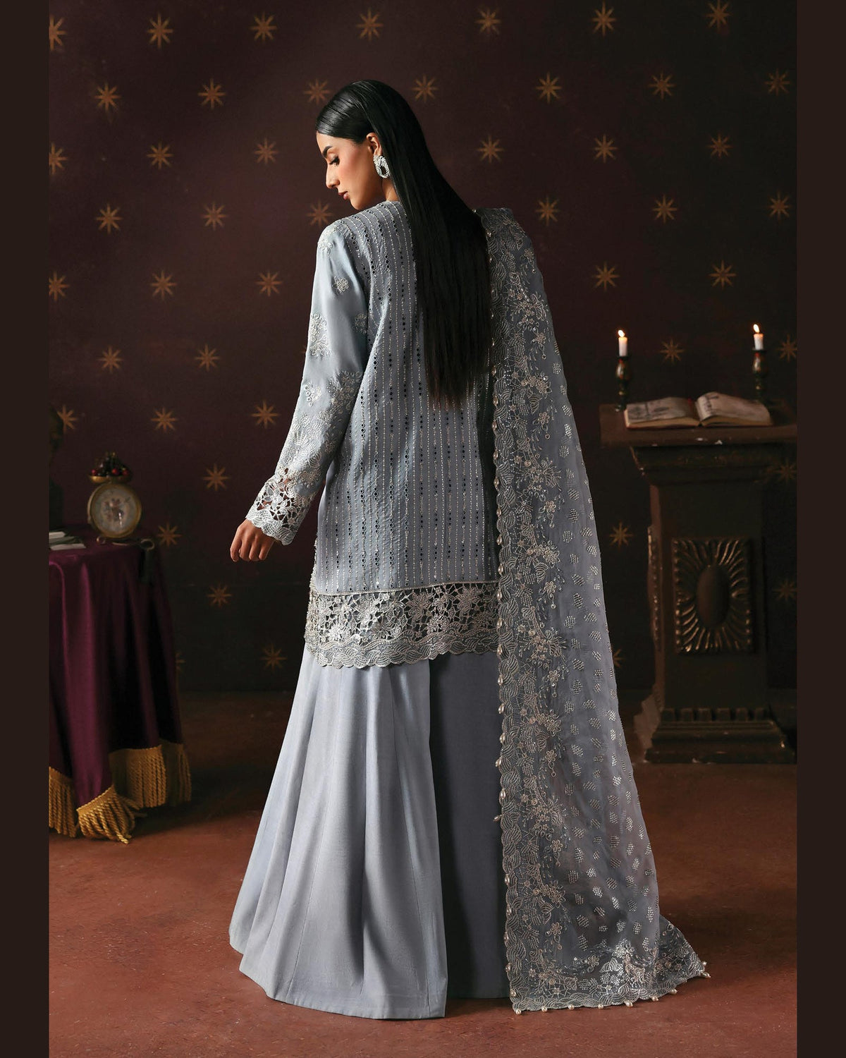 La Fushia Magician Powder Blue formal embroidered design - view 2
