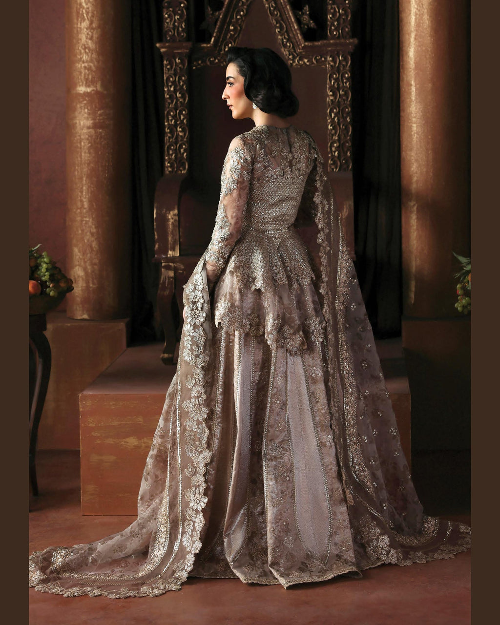 La Fushia Priestess Champagne formal embroidered design - view 2