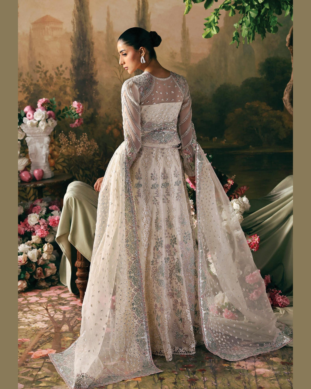 La Fushia Queen Pearl White formal embroidered design - view 2