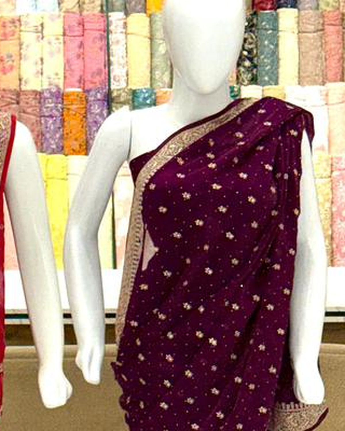 Razab Luxury Saree – Plum - detail view 2