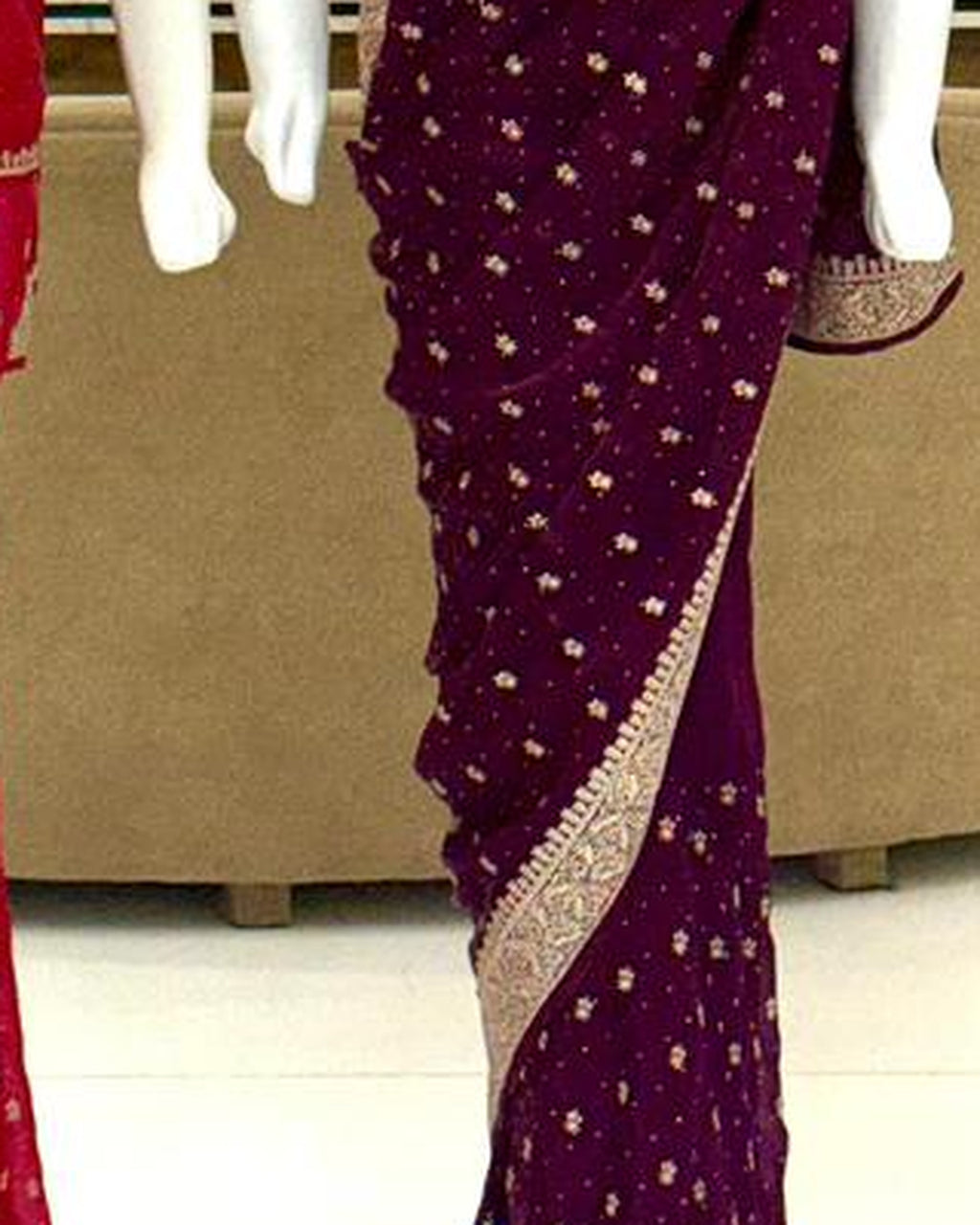Razab Luxury Saree – Plum - detail view 3