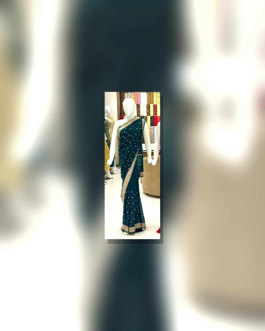 Razab Luxury Saree – Teal - full view