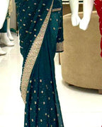 Razab Luxury Saree – Teal - detail view 3