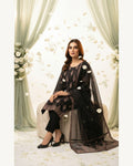 Sanam Black embroidered Karandi suit by AYLA ZAHRA