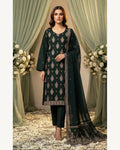 Sanam Forest Green embroidered Karandi suit by AYLA ZAHRA