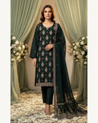 Sanam Forest Green embroidered Karandi suit by AYLA ZAHRA